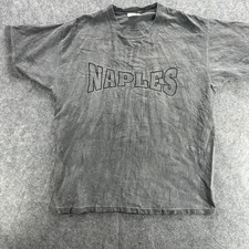 Vintage Naples Shirt Mens Extra Large Gray USA Made Single Stitch Graphic 90s