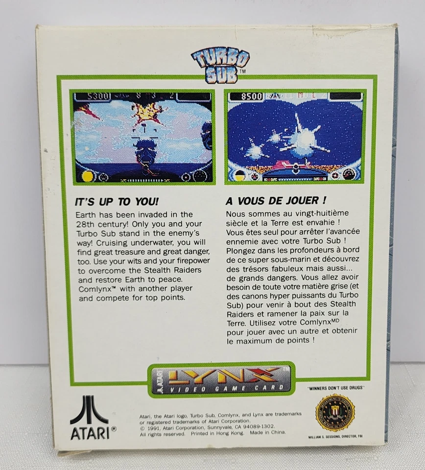 Turbo Sub - Atari Lynx Video Game Cartridge Complete w/ Poster Instruction & Box - Image 4 of 4