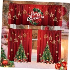 Christmas Curtain Valances Set Decoration, Suitable for Kitchen, Bedroom,