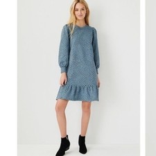 NWT Ann Taylor Animal Print Peplum Sweatshirt Dress