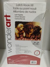 WONDERART LATCH HOOK KIT LAB PUPPIES 3 DOGS 24" X 34" SEALED