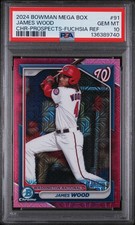 2024 James Wood Bowman Chrome Mojo Prospects Fuchsia Refractor/299 PSA 10 RC