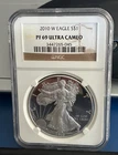 2010-W American Silver Eagle Proof NGC PF69 Ultra Cameo 1 oz Silver Coin