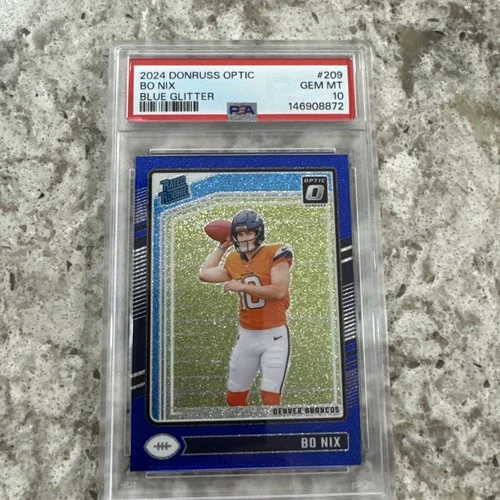 2024 PANINI DONRUSS OPTIC BLUE GLITTER #209 BO NIX ROOKIE RC PSA 10