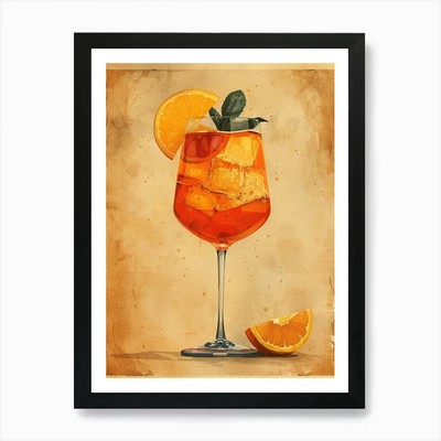 Aperol Spritz Orange 90 Art Print Framed Wall Art Poster Canvas Print Picture