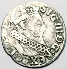1621 Poland 3 Groschen Silver coin SIGISMUND III