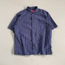 Large Supreme Purple Loose Plaid Button Shirt