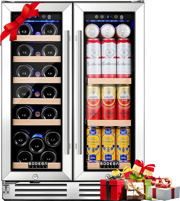 24 Inch Wine and Beverage Refrigerator, Dual Zone Wine and Bar Beverage Cooler,
