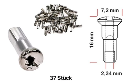 NICHT ANGEGEBEN 37 Stück Speichen Nippel Fahrrad verstärkt ROSTFREI 2,34 mm x 16mm MESSING