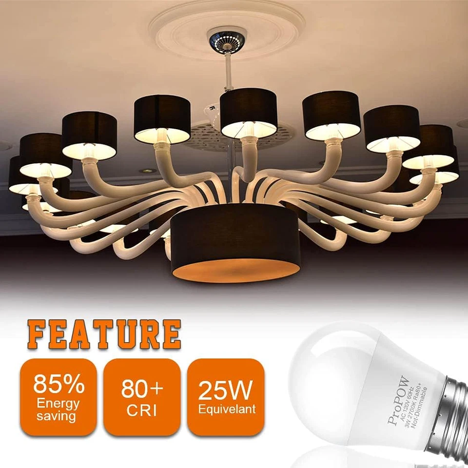 6 Pack A15 LED Bulb 3W Soft White 2700K E26 Base 25W Equivalent Non Dimmable - Image 4 of 4