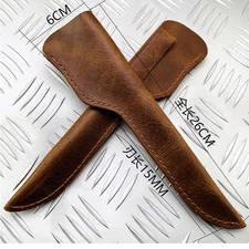 Portable Straight Knife Scabbard Sheath Protector Cover Crazy Horse Leather Case