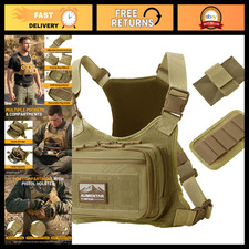 Tactical Chest Pack Utility EDC Rig Bag with Molle System Mag Pouch - Outdoor