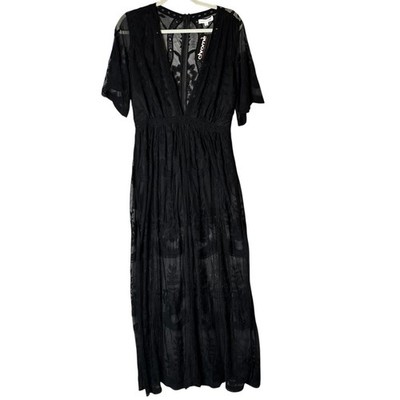 chinese dress ladies Elegant Black Lace Maxi Romper With Long Sleeve main image 0