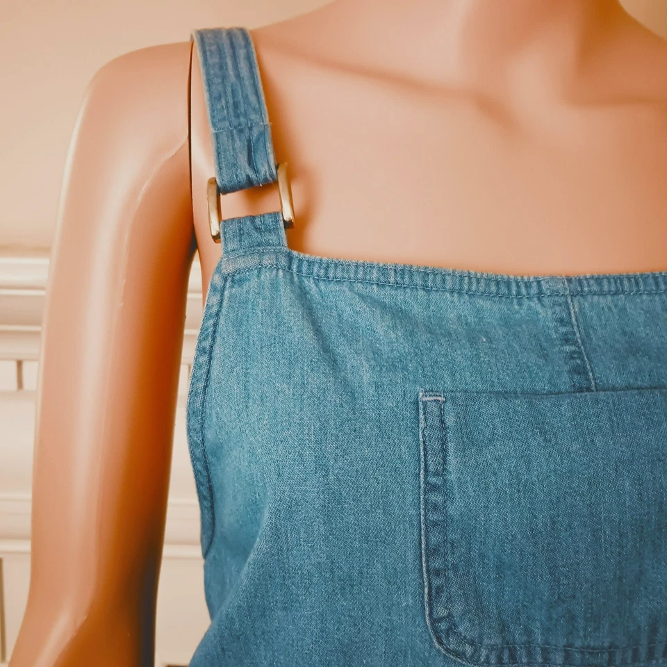 Karen Scott 牛仔牛仔套衫 XL 无袖口袋浅蓝色整体连衣裙 — 第 2/4 张图片