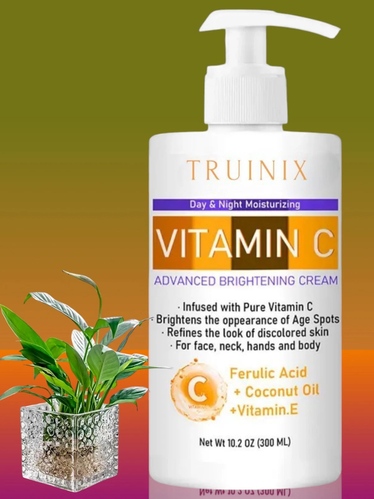 TRUINIX Vitamin C Body Lotion Skin Brightening Cream, 300ml [USA Stock 🇺🇸]