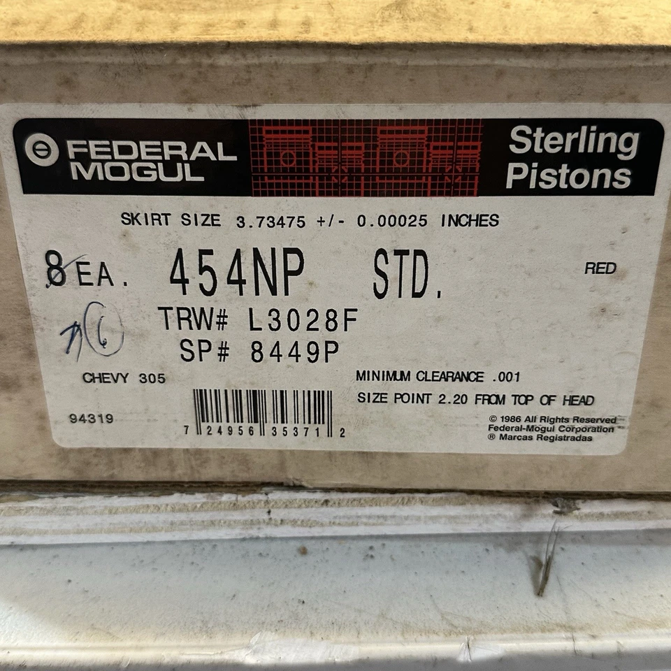 Lot Of 6 New Federal Mogul 454NP Engine Pistons Chevrolet GMC Olds Pontiac V8 - Image 4 of 4