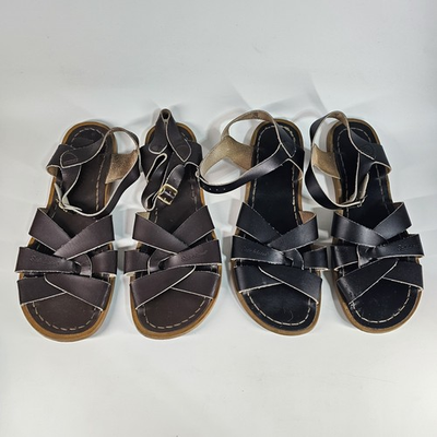 #ad X2 Salt Water Sandals Womens Size 7 Strappy Woven Bickle Brown amp; Black $29.95