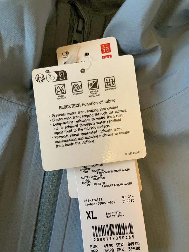 UNIQLO BLOCKTECH Parka Coat - Blue - Size XL Extra Large - NWT - Image 3 of 4