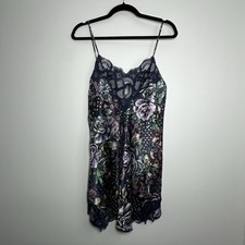 Victoria  s Secret Vintage Gold Label Navy Blue Floral Slip Dress Size Large