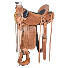 Tan 15 In HILASON Western Horse Saddle American Leather Wade Ranch Roping Light