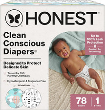 Honest Company 78 Pack Clean Conscious Unisex Size 1 Disposable Diaper 0.31 per diaper