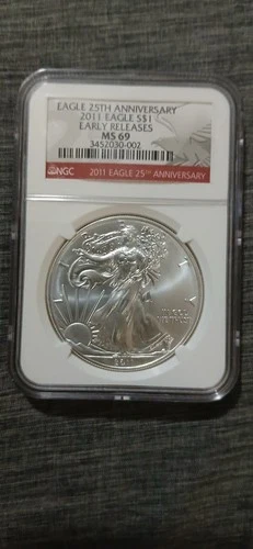 2011 Silver Eagle 25th Anniversary Early Releases NGC MS 69