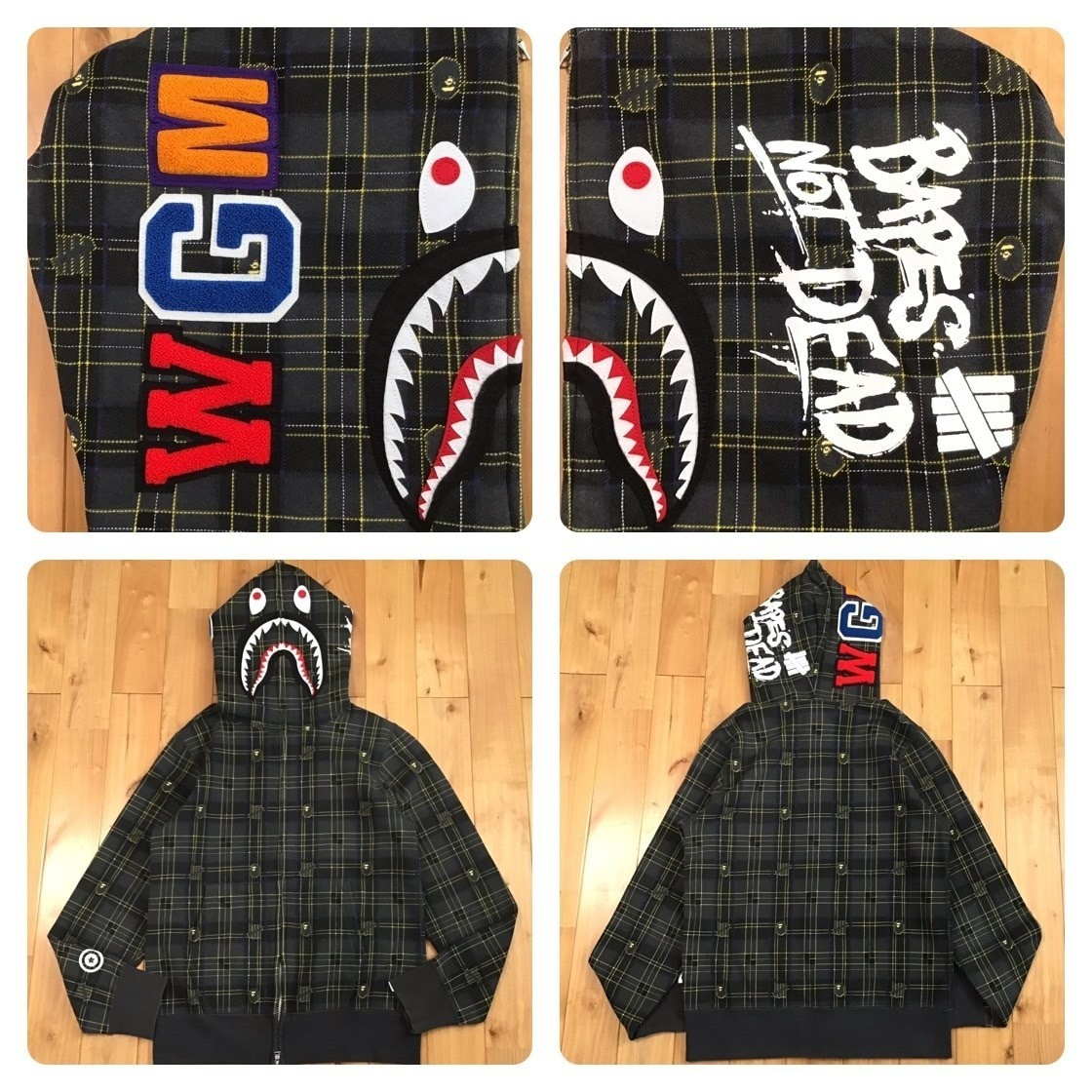 A BATHING APE x UNDEFEATED シャークパーカー BAPE × Undefeated Check Shark Full Zip Hoodie A Bathing Ape Size S