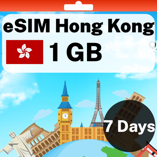 eSIM Hong Kong - 1 GB - 7 Days - Travel eSIM | QR code activation - 第 1/3 張圖片