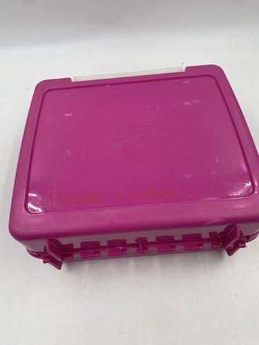 Vintage 1990 Plastic Pink Barbie Shopping Lunchbox with Thermos Faint Name Shows - Picture 5 of 23