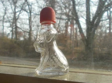 CUTE LITTLE DOG FIGURAL STOUGH CO J'NETTE,PA VINTAGE CANDY BOTTLE ONLY 2 1/2"