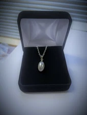 REAL Freshwater Cultured Pearl Necklace & Chain SS .925 Quality Gift Woman 16" 