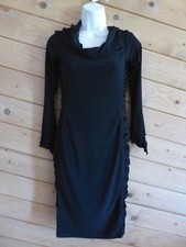 Joseph Ribkoff  Black Ruched Long Sleeve Cowl Neck Formal Evening Dress