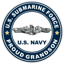 US Submarine Force Proud Grandson Silver Dolphins Bumper Sticker Military 5"