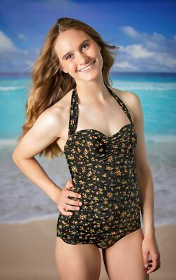Esther Williams Felicity Too One Piece Classic Sheath Bathing Swimsuit E11085