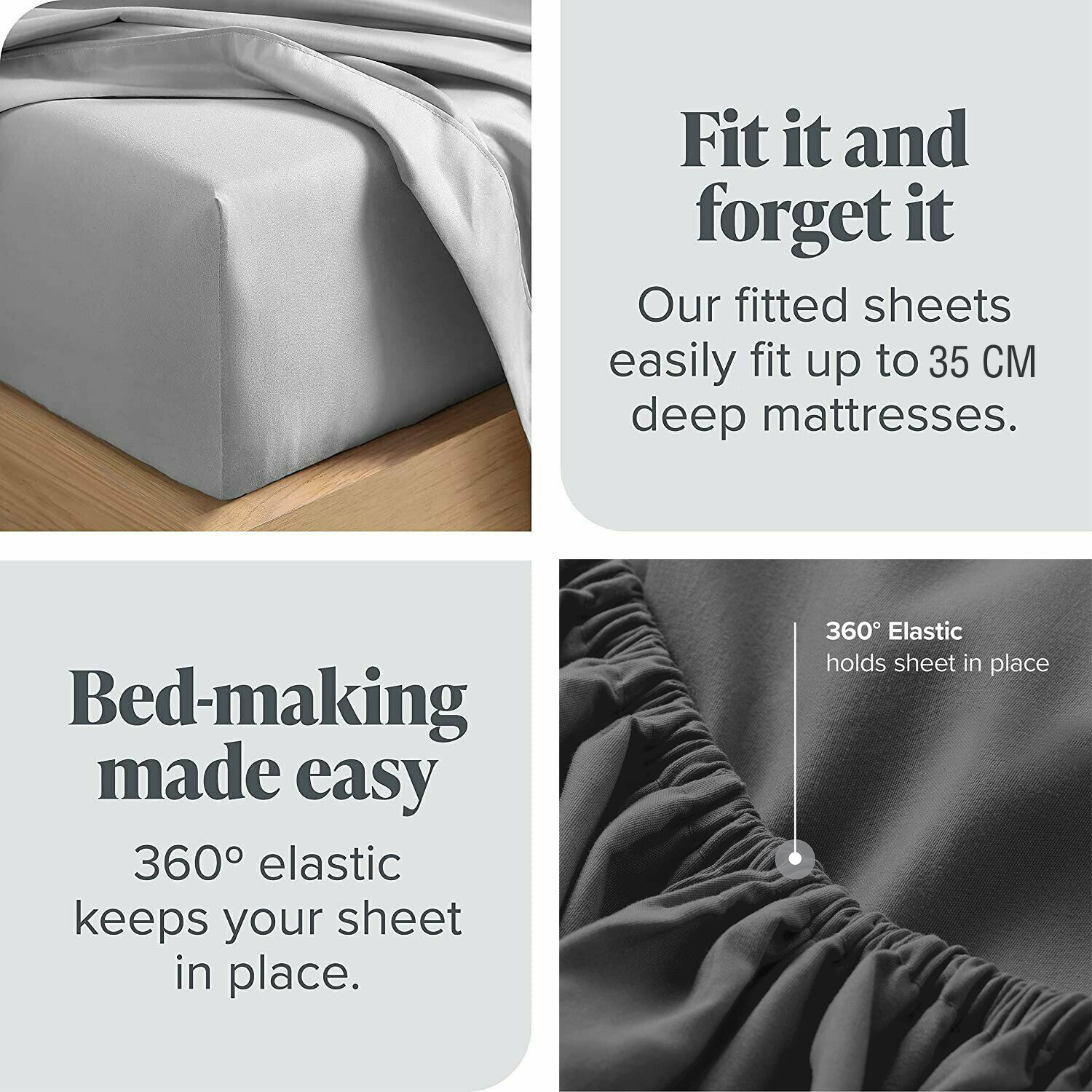 Elegant 2200TC 3 Pieces Fitted Sheet Pillowcase Set King Single Double