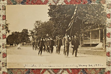 FLORIDA, NY- 1906 STRAŻACY NA PARADZIE, ANTYCZNA POCZTÓWKA - NIEUŻYWANA, PRAWDZIWE ZDJĘCIE, RPPC