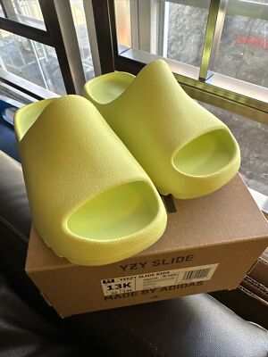Size 13 K- New Adidas Yeezy Slide Kids Glow Green | eBay