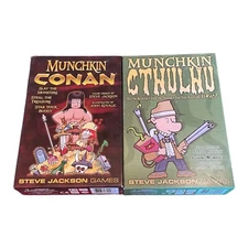 Steve Jackson Game Lot Of 2 Munchkin Cthulhu & Munchkin Conan Complet W/Manuel