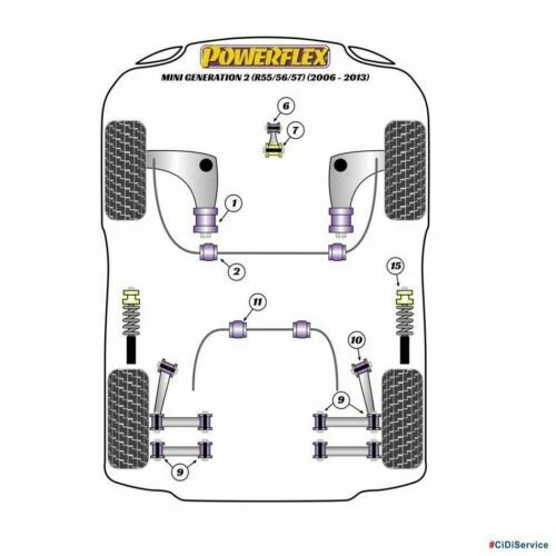 Inserto Soporte Motor Pequeño Reforzado Powerflex Mini R55 R56 Cooper Gasolina - Imagen 2 de 3