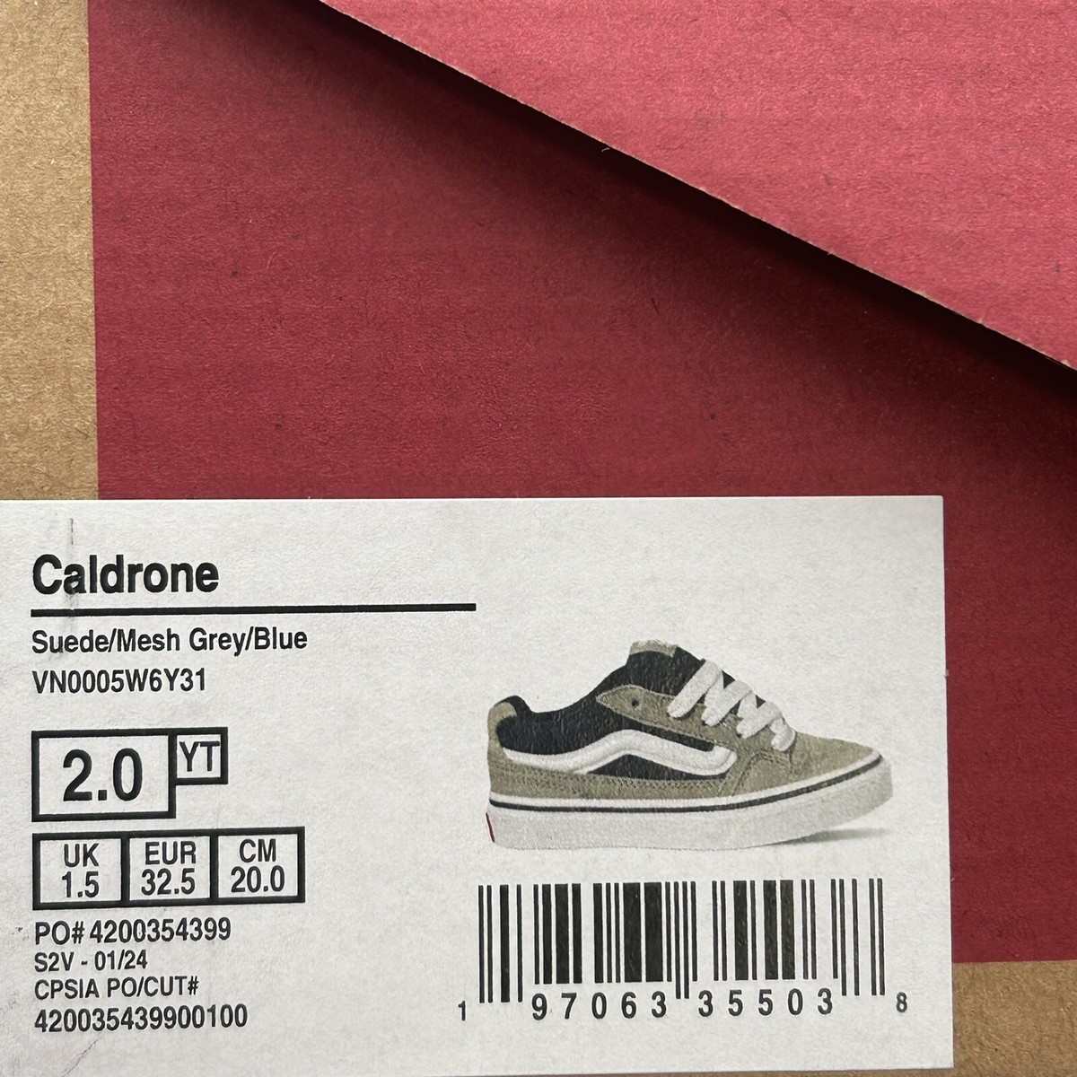ユウ Vans Caldrone Youth Boy's Suede Sneakers Size 2 Gray/Navy Blue