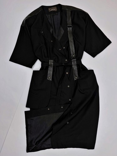SEELER Rare Designer Vintage Black Dress Oversized Rocker Style Size 36