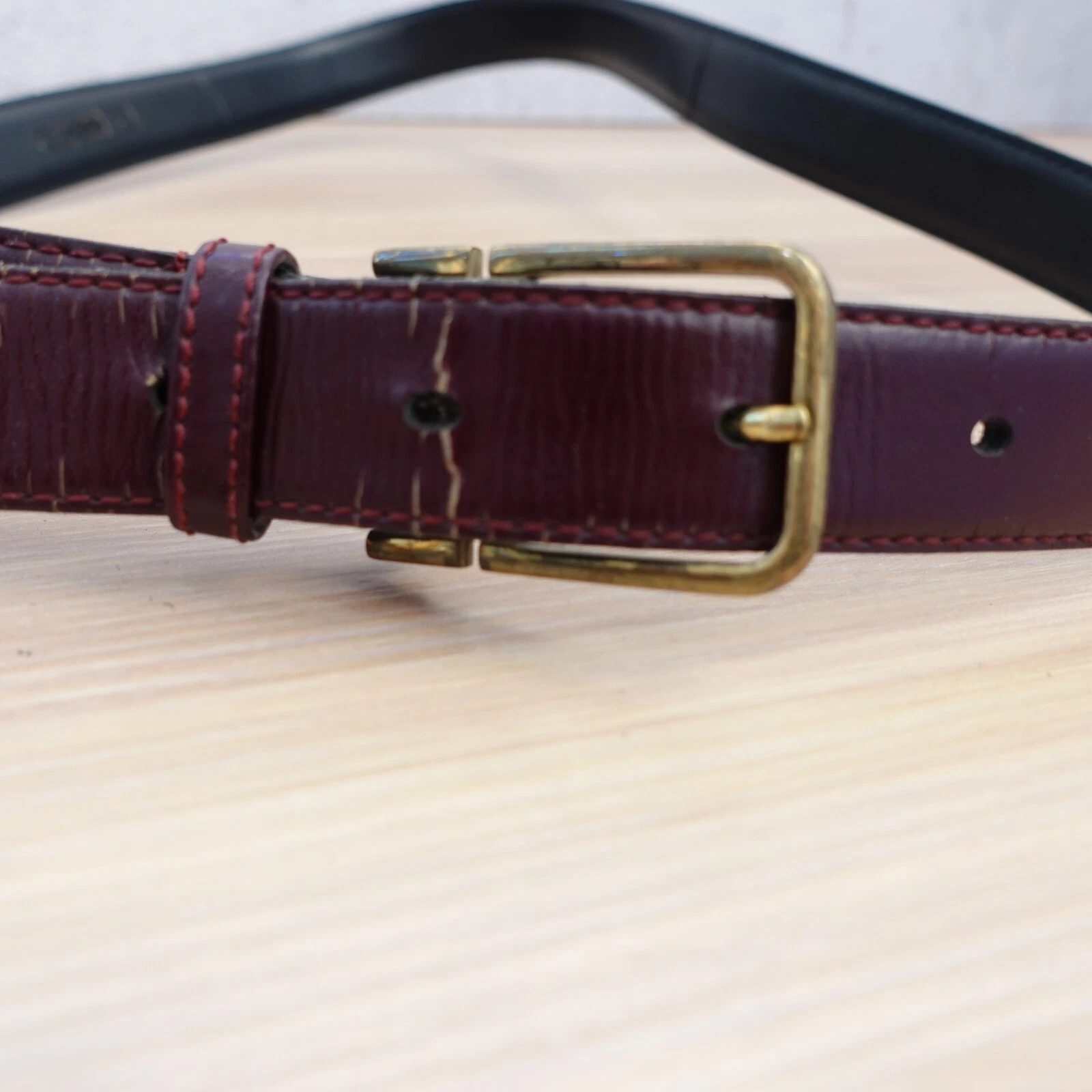 VINTAGE Christian Dior ceinture homme 34 85 rouge bordeaux cuir robe luxe créateur