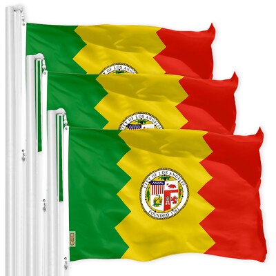 NEW G128 Los Angeles Flag 3-Pack 3x5 FT, LA City Printed 150D Polyester