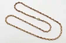 Vintage Rose Brass Twisted Hammered Double Cable 4mm. Chain 24" Necklace W804