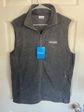 Columbia Steens Mountain Fleece Vest Zip Pockets Mens Sm Charcoal Gray 1639261
