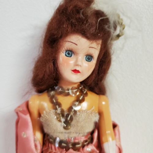 VTG Creepy Doll Ice Skates Open Close Eyes Pink Sequin & Nylon Net 7.5 " - Picture 10 of 11