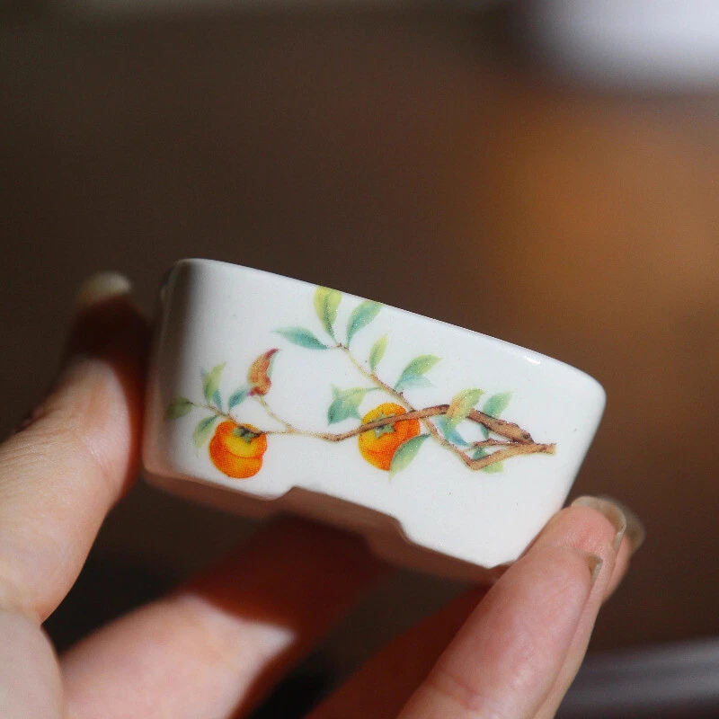 Maceta de arcilla púrpura hecha a mano pintada rectangular cerámica bonsai miniatura Foto 2 de 2