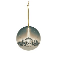 Nativity Scene Savior Birth Luke 2:11 - Ceramic Christmas Ornament - USA
