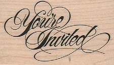 You're Invited 1 3/4 x 2 3/4" Rubber Stamp, Invitation Stamp, Card Making