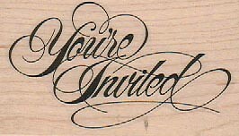 You're Invited 1 3/4 x 2 3/4'' Rubber Stamp, Invitation Stamp, Card Making